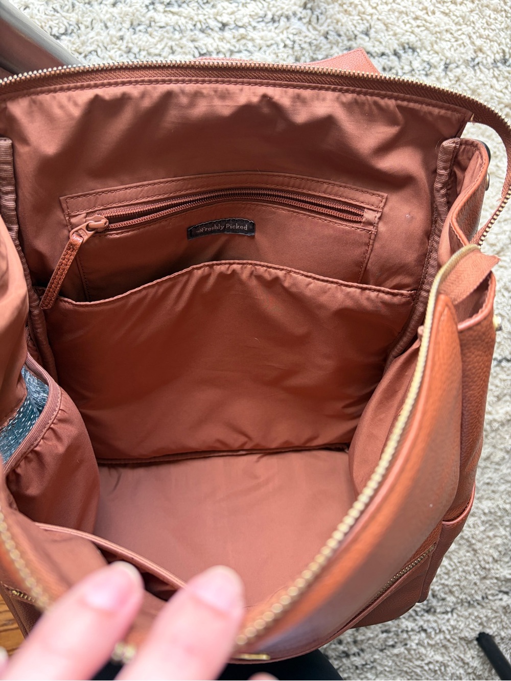 Freshly Picked Classic Diaper Bag II Cognac Vegan Leather 13x15in - Picture 11 of 11